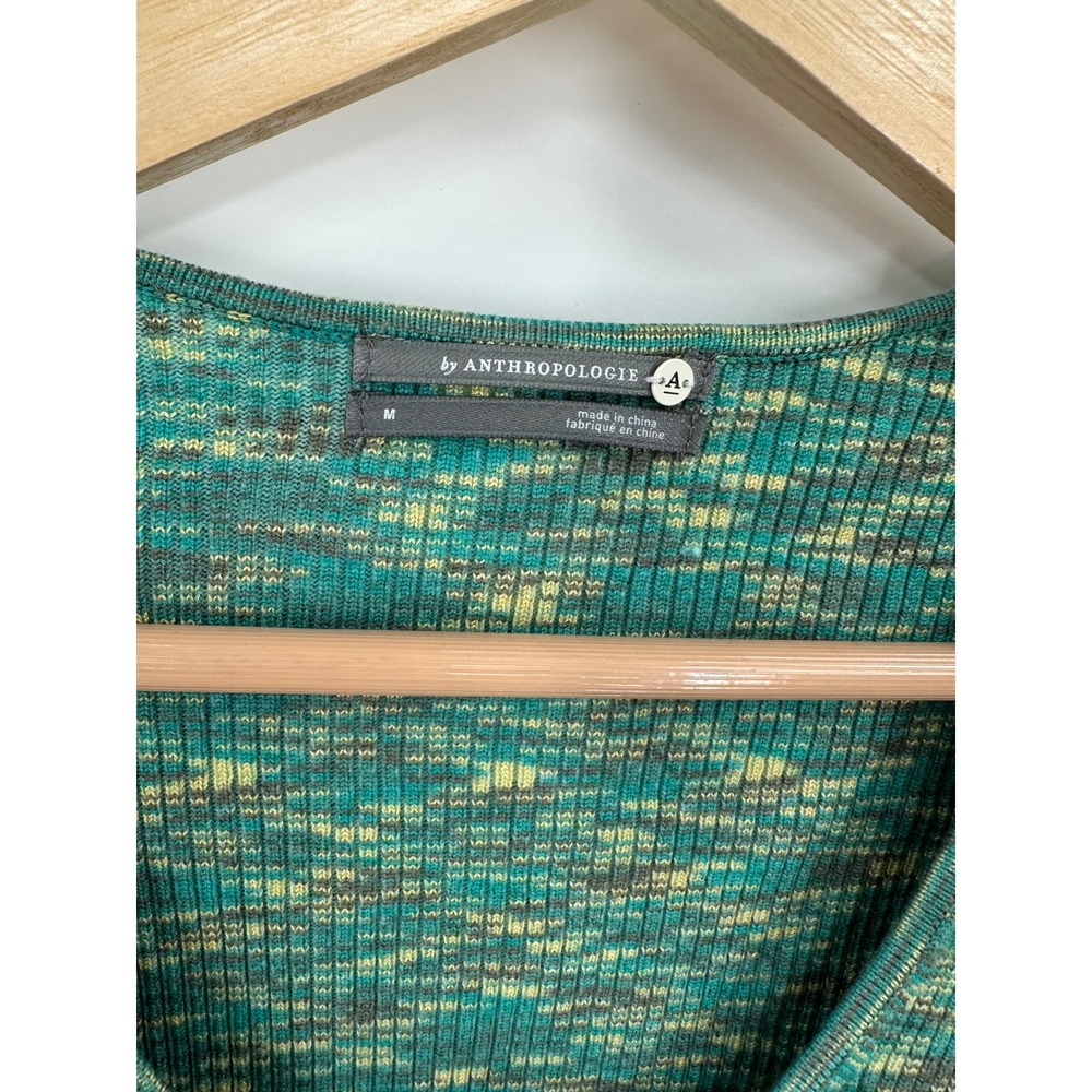 By Anthropologie Space Dye Ribbed Top Womens M Stretchy Retro Casual Relaxed - Picture 4 of 8